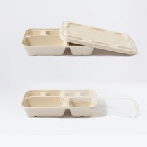 [업체발송] [사각호환S] 펄프 용기 6칸 800ml 300개 1KW6136 + [사각호환S] PLA 뚜껑 300개 1KP6230, 단품