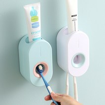 1+1 원터치 치약디스펜서 자동 치약짜개 치약압착기, 핑크+네이비