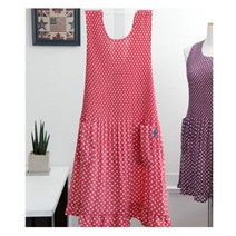 [천삼백케이] [해피툴] 칼라도트 원피스 앞치마, 핑크, 1개