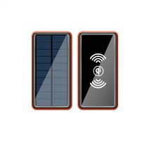 HANTAO 고속충전 무선 보조배터리 대용량 태양광 충전하다, 붉은색, 8000MAH