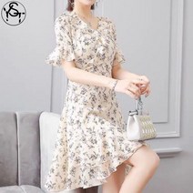 YST 여성쉬폰원피스 여름원피스 미디엄 화이트플라워원피스