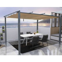 야외 파고라 스카이어닝 테라스 철제 루프탑 조립식, 3×3 m카키 등나무 프레임알루미늄 합금, 3×3 m카키 등나무 프레임알루미늄 합금