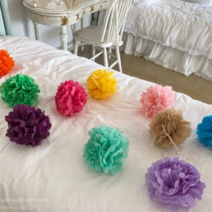 미니 페이퍼 폼폼 종이꽃 볼 페이퍼플라워 파티용품(10가지 컬러), 핑크