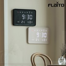 플라이토 우드 루이스 인테리어 LED 벽시계 36cm, 화이트