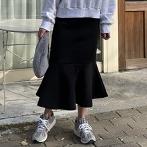 쉐얼유 여성 레빗 기모 밴딩 머메이드 롱스커트