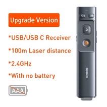 차량용 블루투스 리시버 baseus 무선 발표자 usbamp 프로젝터 파워 포인트 ppt 슬라이드에 대한 원격 제어 적외선 발표자 펜이있는 usb c 레이저 포인터, 협력사, 100m 배터리 유형