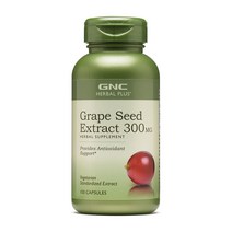 GNC 그레이프 씨드 추출물 300mg 캡슐 무설탕 글루텐 프리, 100정, 1개