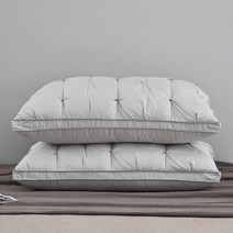 자연 면 소재 거위 깃털 다운 베개 성인용 홈 호텔 목 보호 수면, 48x74x23cm, gray  1pcs+48x74x23cm