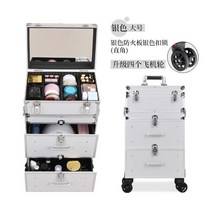 뷰티 소품 수납 박스 캐리어 가방 메이크업 매니큐어 젤네일 출장 화장품 함 바퀴 이동식, .개, 실버라지트리플미러직각4개업그레이드휠