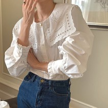 코코블랑 엘린 아일렛 빅카라 블라우스