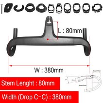 일체형핸들바 핸들 바 자전거 보조 그립 일체형 AIRWOLF-카본 로드 핸들 바 내부 라우팅 Di2 통합 카본 스, 06 380-80mm