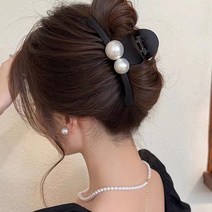 매트 더블진주 블랙 슬림집게핀
