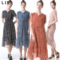리스트 리스트 플라워 프린트 시폰 원피스