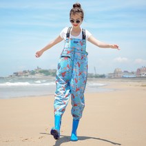 갯벌체험옷 낚시의류 점프수트방수복 장화일체형 여성 멜빵 작업용, 36, 유니콘