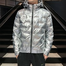 가을겨울 남성 화이트 오리털 후드 패션 야상 패딩 쇼트 코디 방한 보온