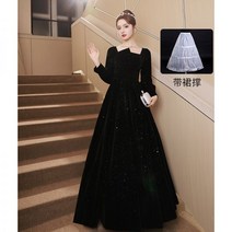 개화기의상 졸업식코디 개강룩 프렌치 블랙 이브닝 드레스 여성 파티 진행자 예코 프리미엄 소인경 럭셔리 긴팔 송회 평상시 착용 가능