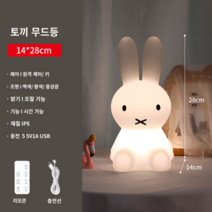 아이방 캐릭터 무드등 LED 인테리어 수면등 미피조명 수유등 북유럽 토끼램프, 토끼등 28cm충전식삼색+타이밍 리모콘