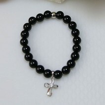 마켓UB 둥근 십자가 여자 원석 팔찌 (부재시+문자e) 생활DAY6