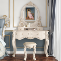 유럽 공주 엔틱 고급 화장대 수납 600 미니화장대, 60cm실버 하트거울