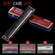 스즈키 하모니카 24홀 초보 남녀 학생 성인 CS, 한 사이즈, 블랙 C # 톤