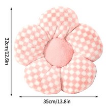 자동차방석 메모리폼 통풍시트 플러시 플라워 쿠션 인스타그램 귀여운 소파 해바라기 베개 사무실 의자 요추 지지 카시트 등쿠션, [02] Pink check 32x35cm
