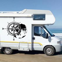 캠핑카 호환 대형 Rv 세계지도 나침반 자동차 트럭 스티커 데칼 탐색 모험 시간 여행 4x4 Offroad 캠핑 Motorhome Kids Room, [05] Gray, [03] 56cmwidex53cmhigh