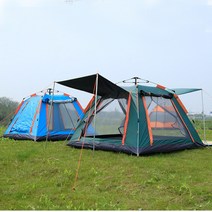 원터치텐트 대형텐트 빅 자외선차단 캠핑 5-8인용 방수 텐트 대형 특대형8-10 휴대용 접이식 텐트 블루 그린 베이지, XL
