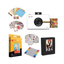 10MP 이미지 센서가 장착된 코닥 스텝 카메라 인스턴트 ZINK 제로 잉크 기술 클래식 뷰파인더 셀카 모드 자동 타이머 내장 플래시 및 6개의 사진 | 흰색., Starter Bundle_White