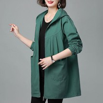 여성 봄신상 트렌치코트 미디 후드코트 엄마옷 빅사이즈LSY