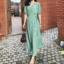 핑크꼴라주 쉬폰 맥시 a라인 여름 롱 랩 원피스