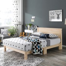 마신 편백나무 평상형 침대프레임 Q, 원목