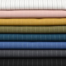 태백섬유] 폴리마 폴리린넨 25수 원단 세로 스트라이프 8종, 블루