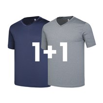 1+1 시원한 스판 브이넥 기능성 쿨링 반팔티셔츠 2장 (S-4XL) 빅사이즈
