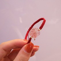 옥팔찌 옥구슬 진주 탄생석 원석여우/원/고양이 발/용감한 군대 천연 딸기 석영 수제 브레이드 레드 로프