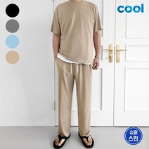 가비진 남성용 여름 아이스 쿨원단 미친 스판 반팔 긴바지 상하의 세트 시원 냉감소재