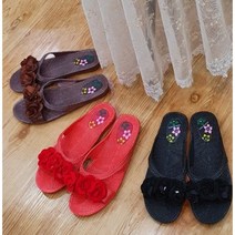 꽃 젤리 슬리퍼 어린이집교사실내화 층간소음 주방 사무실 꽃 실내화 거실화 무중력 슬리퍼, 블랙, 1개
