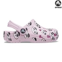 크록스 키즈 유아 여아 아동 어린이 샌들 클래식 판다 프린트 클로그 206999-6GD 핑크