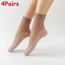 봄/여름 여성용 부드러운 양말 캐주얼 미끄럼 방지 바닥 스플라이스 투명한 통기성 좋은 얇은 실크 4 쌍