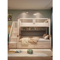 2층벙커침대 어른2층침대 복층 철제 원목 기숙사 침대 이층 2 층 어린이 및 상자 어머니 남매 높고 낮은 작은 아파트, [16] 사다리 캐비넷 침대 책장 하이박스, [02] 1350mmx2000mm, [01] 더 많은 조합