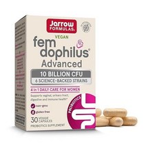 Jarrow Formulas 재로우 포뮬러 펨도필러스 어드밴스드 프로바이오틱스 100억 CFU 6가지 과학적 균주 질 소화 식이 30개 캡슐 30일, 10 Billion CFU, 30 Count (Pack of 1)