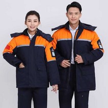 겨울 작업복 절연복 패딩 공장 유니폼 주유소 용접복, A정전기 방지-네이비블루 오렌지XL