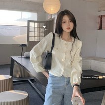 지컷 봄 여성 블라우스 Xiaoxiangfeng 세련된 짧은 탑 봄과 가 디자인 감