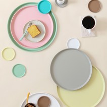 철제 스텐 감성 논슬립 원형 쟁반 3size 12color, 초코 브라운