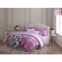 Shabby Chic® - 퀸 이불 세트 어울리는 샴이 있는 양면 면 침구 사계절용 우아한 꽃무늬 홈 데코 (브린 핑크 퀸)494007