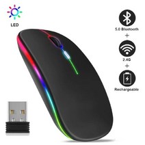 블루투스 2.4기가헤르츠 Wireless 발광 마우스 USB 30db 무음 3 모드 1600DPI 충전 가능한 LED PC 노트북 오피스실 게임용, 5 Rose Gold