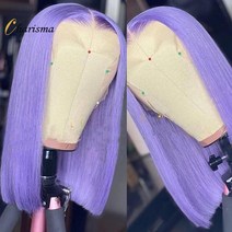 수입가발 통가발 카리스마 숏 밥 스타일 합성 레이스 프론트 가발 여성용 내열성 섬유 Preplucked Hair Wig, 01 레이스 전면_01 10inches, 01 Purple Wig