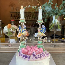 파티봉봉 트윈버즈 웨딩 토퍼 결혼10주년토퍼 정년퇴직케이크 답프로포즈 티아라케이크 브라이덜샤워, 토퍼+ACC SET(블루)