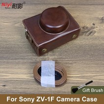 뷰파인더 zv-1f 싱글 렌즈 전자 용 pu 가죽 카메라 케이스 숄더 스트랩이 있는 디지털 카메라 보호 가방, 커피