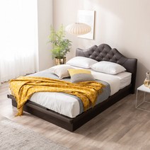 파란들 트루디 평상형 PU가죽 슈퍼싱글 침대세트, 월넛, 프레임+참숯파워P.O라텍스매트