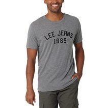 Lee 남성용 반소매 그래픽 티셔츠 작업복 로고 - 헤더 블랙 126809, Small, Lee Jeans 1889 Graphite Heathe